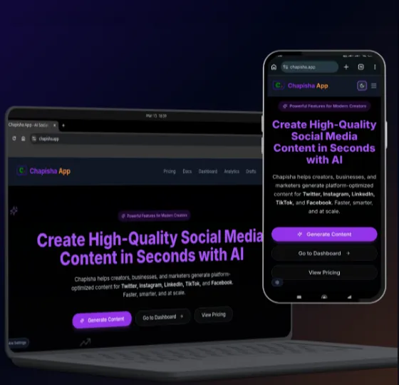 Chapisha App shown on a laptop and a phone